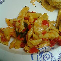 A picture of French vegetarian pasta.