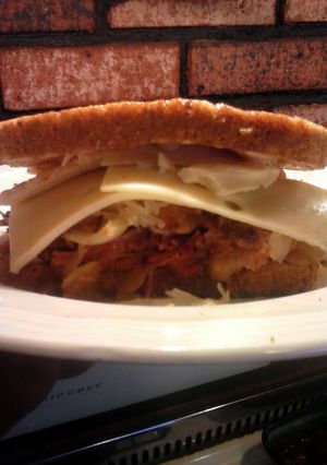 A picture of Brad's mile high ruben.