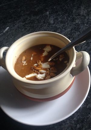 A picture of Roasted butternut squash soup with feta.