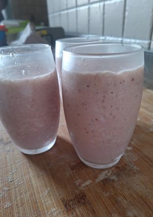Une photo de Smoothie mangue framboise