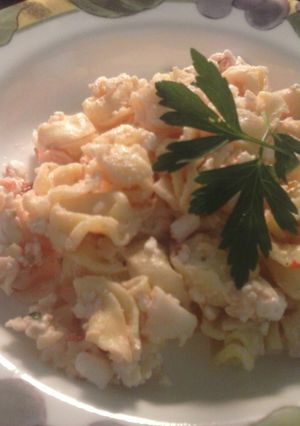 A picture of Brad's seafood pasta salad.