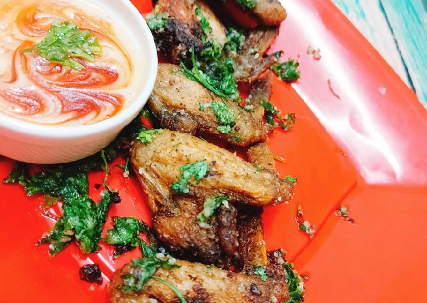 Garlic chicken wings with paramesan cheese in airfryer