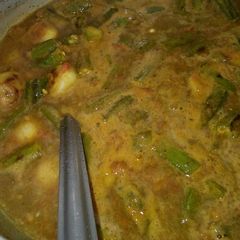 A picture of Onions and Bhindi Masala.