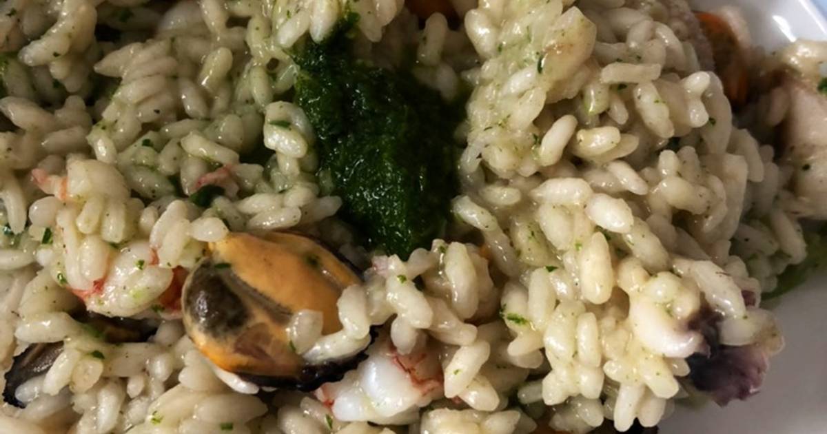 Ricetta Risotto di mare con pesto basilico prezzemolo di Paolobertoncin