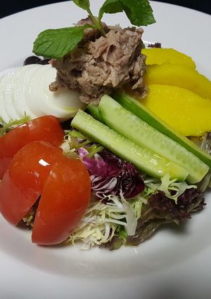 A picture of Nicoise salad.