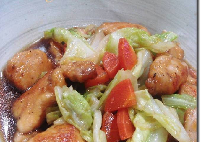 Spring Cabbage and Chicken Stir Fried with Oyster Sauce