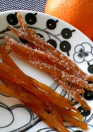 A picture of Easy Homemade Candied Orange Peels.