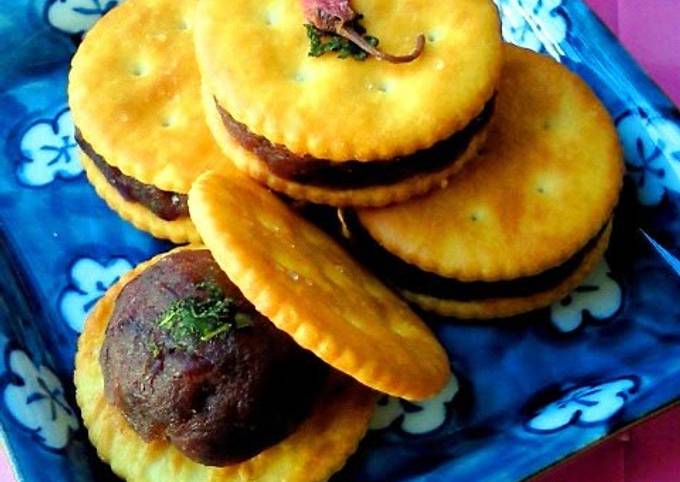 Easiest Way to Make Eric Ripert Monaka-style Adzuki Bean Cracker Sandwiches With the Aroma of Pickled Plums and Shiso Leaves