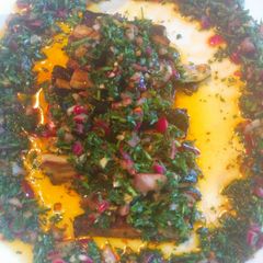 A picture of Zucchini with chermoulla dressing.