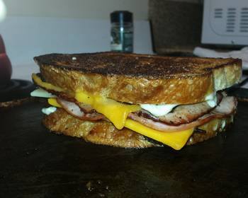 Ready to Serve Ultimate Grilled ham and cheese sandwich with Bacon Yummy