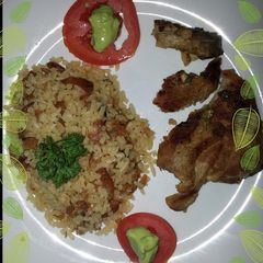 A picture of Arroz con coco y camarones secos.
