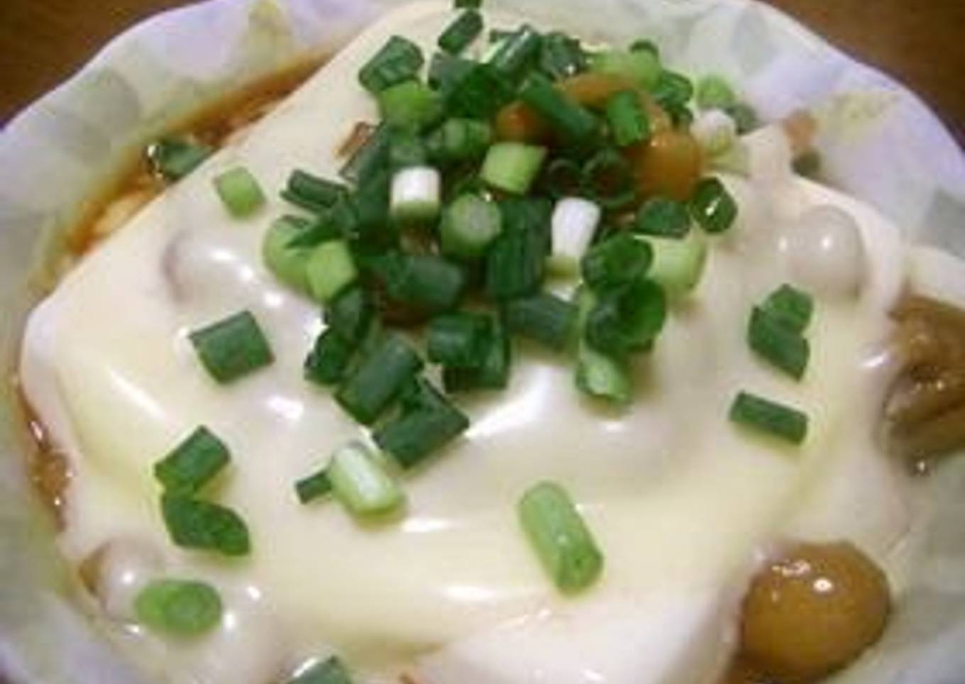 Nameko Mushroom and Cheese on Warm Tofu