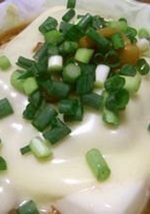 A picture of Nameko Mushroom and Cheese on Warm Tofu.