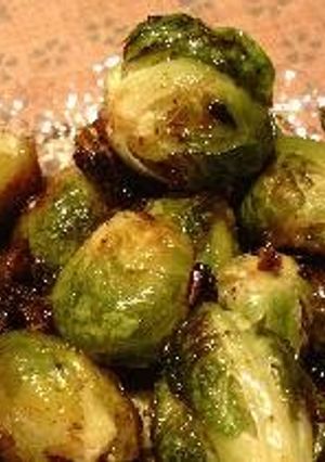 A picture of Garlic Grilled Brussels Sprouts.