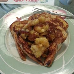 A picture of French Toast with Caramalized Bananas.