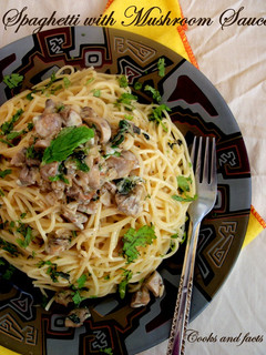 A picture of Spaghetti with Mushroom Sause.