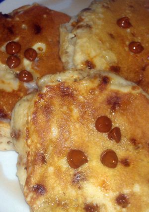 A picture of cinnamon chip pancakes.