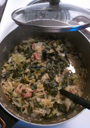 A picture of Smothered Cabbage and Collard Greens.