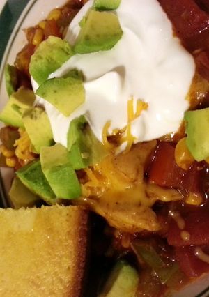 A picture of No Bean Chicken Chili.