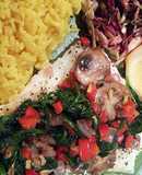 Baked Cod with a vegetable sautee topping