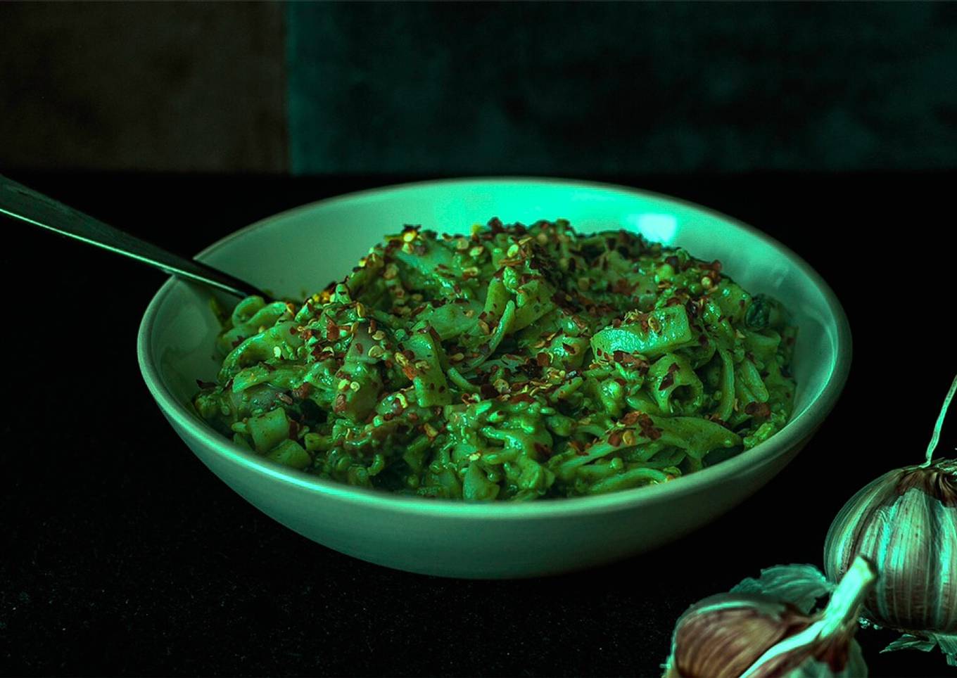 Creamy Kale-Avocado Pasta