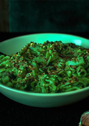 A picture of Creamy Kale-Avocado Pasta.