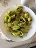 Pasta con salsa de brócoli y guanchale