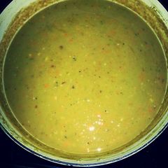 A picture of Split pea soup with ham.