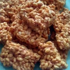 A picture of Vickys Pumpkin Spiced Rice Krispie Treats, GF DF EF SF NF.