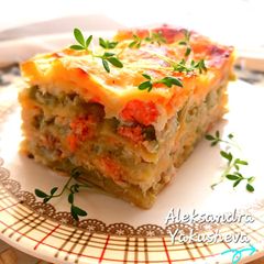 A picture of Fish Lasagna.