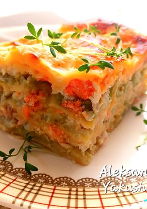 A picture of Fish Lasagna.