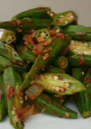 A picture of Okra In Garlic Soy Sauce.