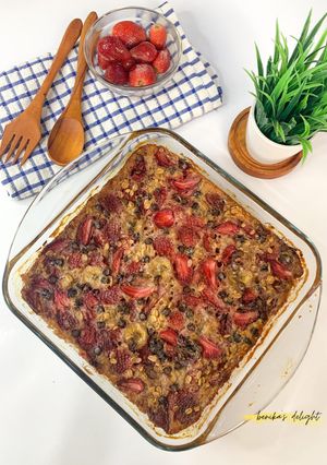 Foto resep Oatmeal Panggang - Stroberi Pisang