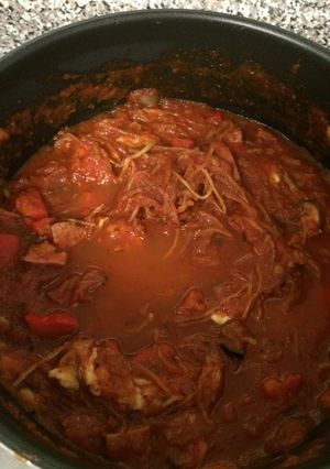 A picture of Spaghetti Squash And Garden Tomato Sauce.