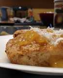 Coconut Bread Pudding with Mango sauce