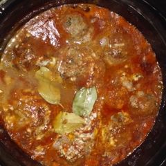 A picture of Slow Cooker Italian Stuffed Meatballs.