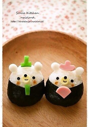 A picture of Japanese Doll Festival Bear Hina Dolls for Bento.