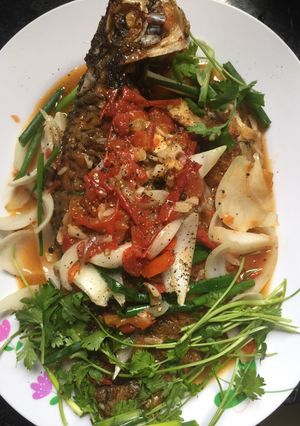 Hình của món Cá rô phi chiên giòn.