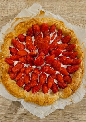 Une photo de Tarte aux fraises et mascarpone vanillé