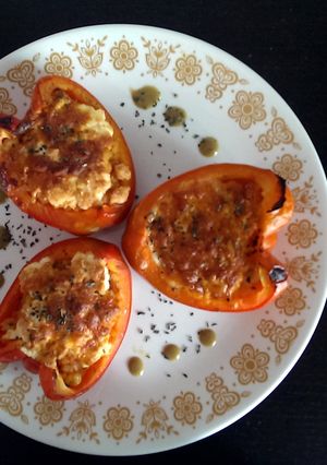 A picture of Stuffed red peppaa.