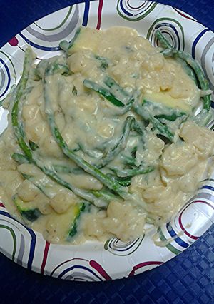 A picture of Some creamed vegetables.