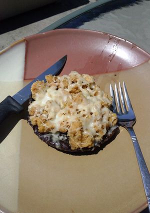 A picture of Grilled Portobello Mushrooms/ w Crabmeat Stuffing.