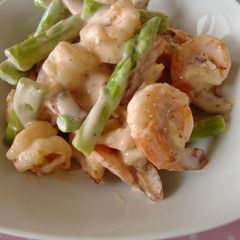 A picture of Shrimp & Mayonnaise with Homemade Condensed Milk.