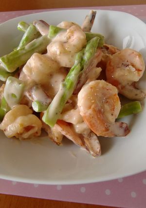 A picture of Shrimp & Mayonnaise with Homemade Condensed Milk.
