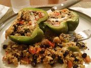 A picture of stuffed peppers tomato basil