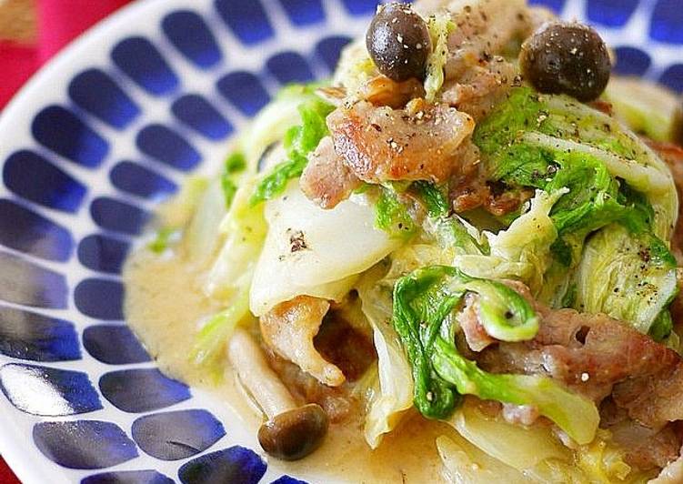 Recipe of Any-night-of-the-week Chinese Cabbage and Pork Stir-Fry with Miso and Mayonnaise
