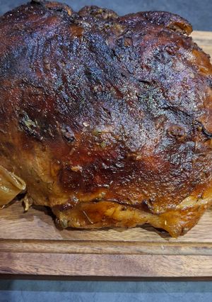 A picture of Slow Roasted Greek Leg of Lamb.