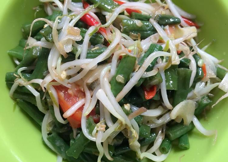 Tumis kacang panjang toge cerahh