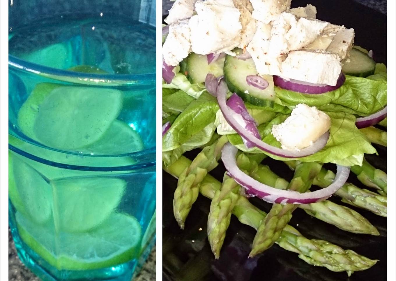 Recipe of Quick chicken and asparagus salad, lime water