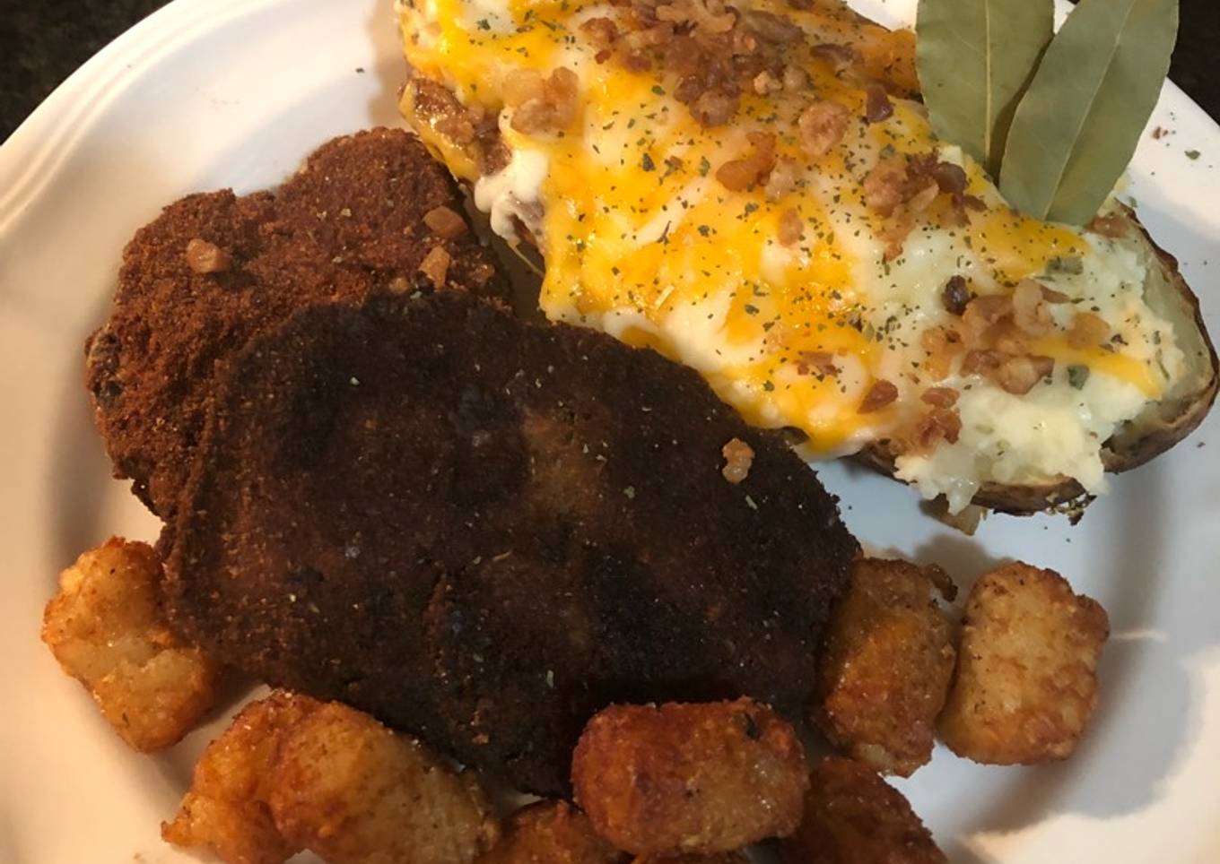 Leftover meatloaf and baked potato